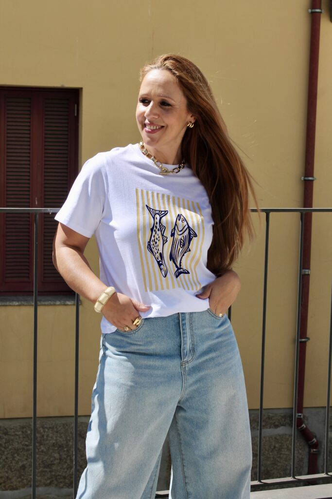 T-shirt Algodao Organico estampado Sardinha - AURA Store